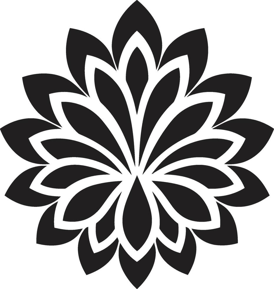 Robust Flower Framework Black Designated Thickened Blossom Boundary Monochrome Emblematic Floral vector