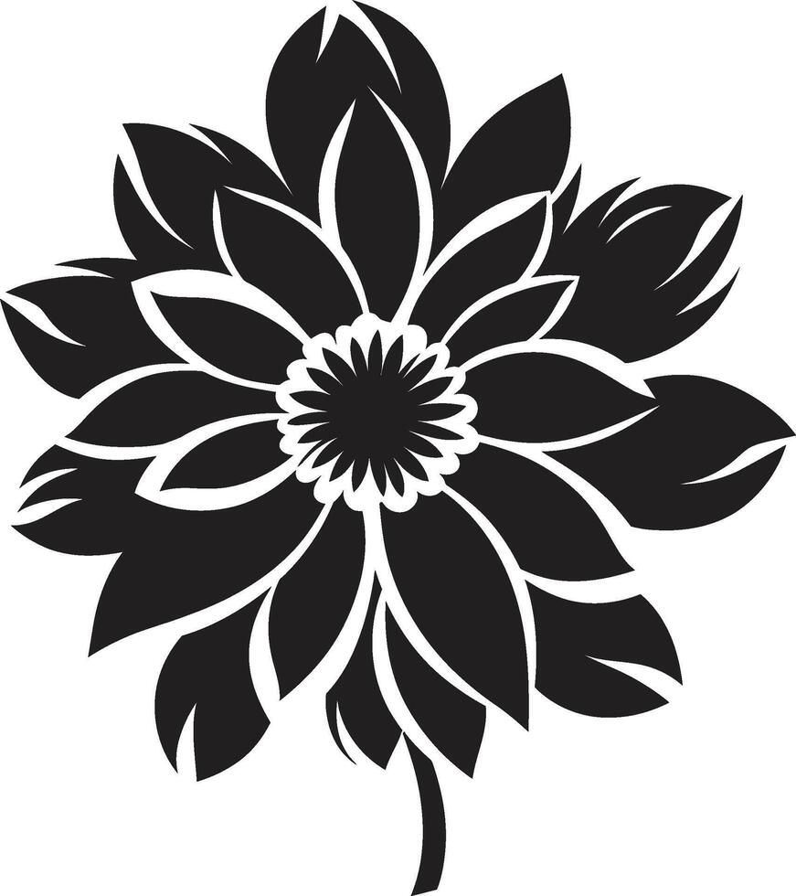 Stark Botanical Design Monochrome Emblem Floral Lining Icon Black Symbol vector