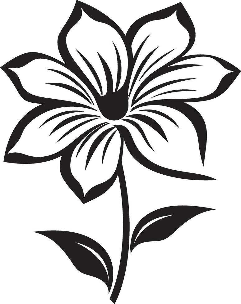 Whimsical Petal Sketch Black Symbol Artisanal Bloom Doodle Hand Drawn Icon vector