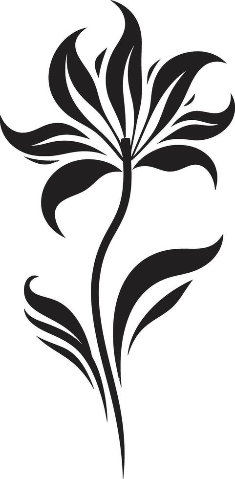 Minimalist Petal Framework Monochrome Emblematic Logo Bold Floral Sketch Black Emblem vector