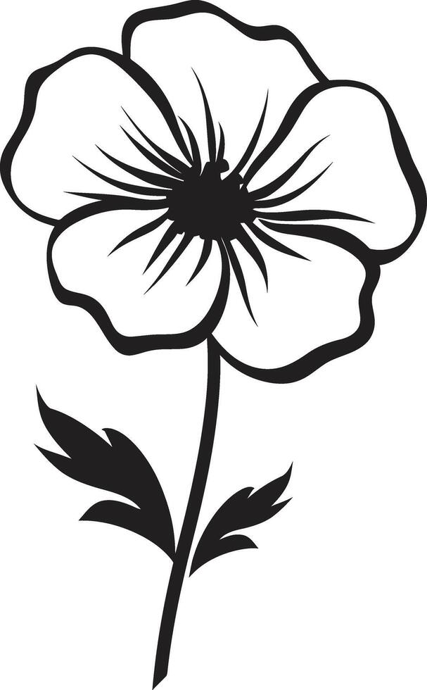 Handcrafted Bloom Outline Simple Design Logo Hand Rendered Floral Sketch Monochrome Emblem Icon vector