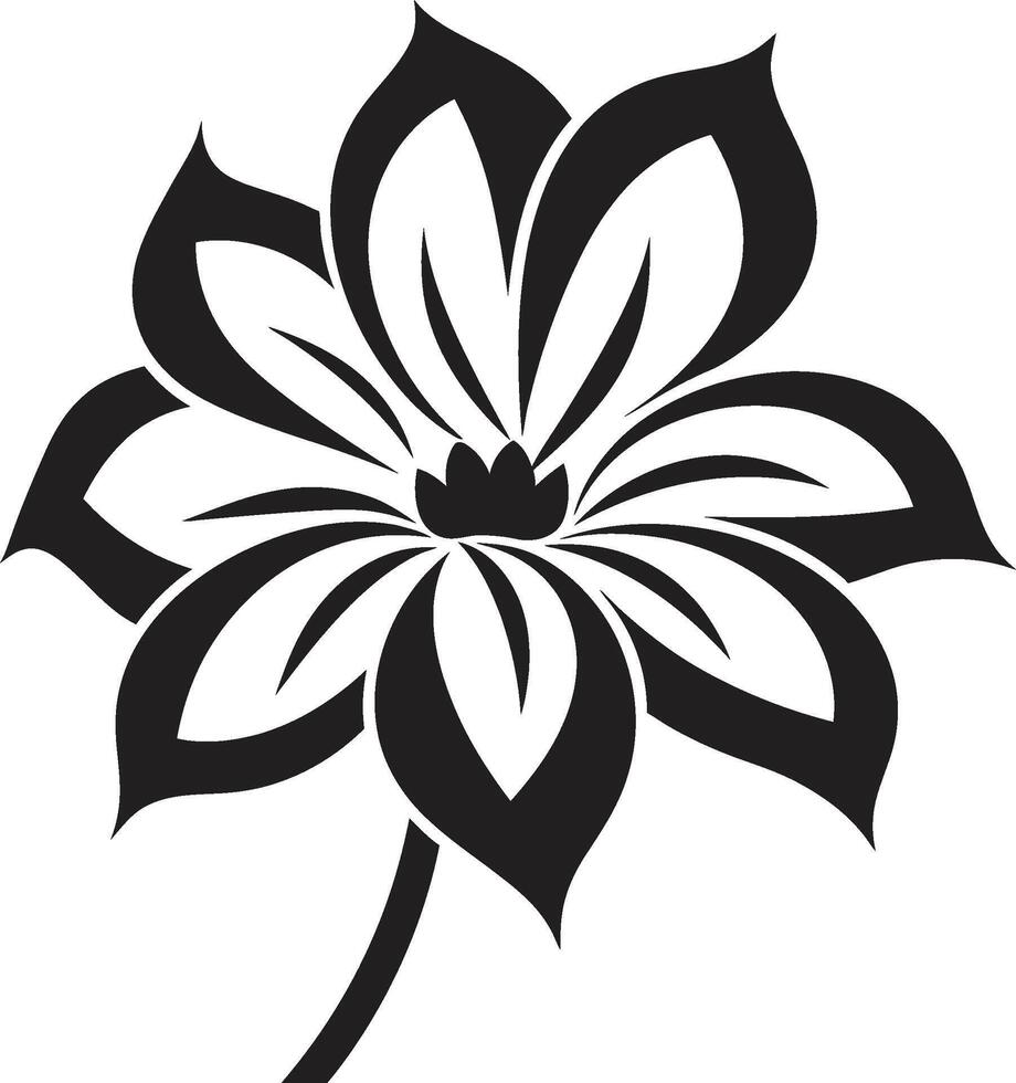 Minimalist Floral Framework Monochrome Emblem Bold Petal Sketch Black Symbol vector