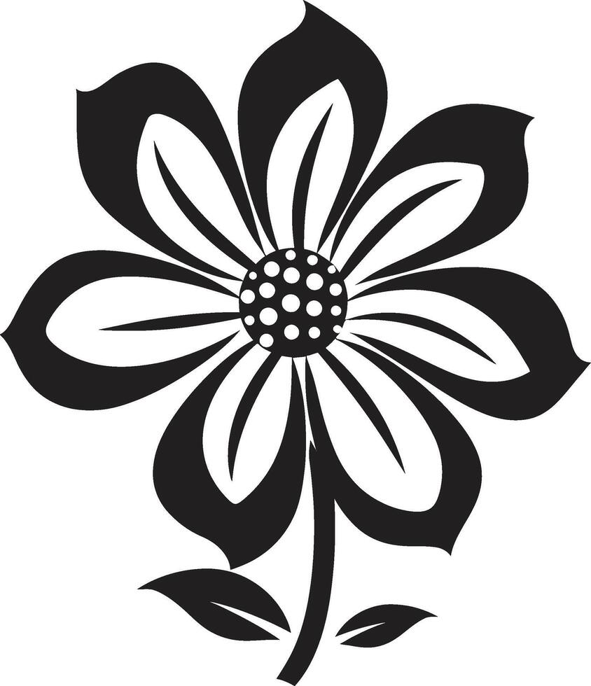 Intricate Petal Frame Black Symbolic Icon Botanical Silhouette Monochrome Logo vector