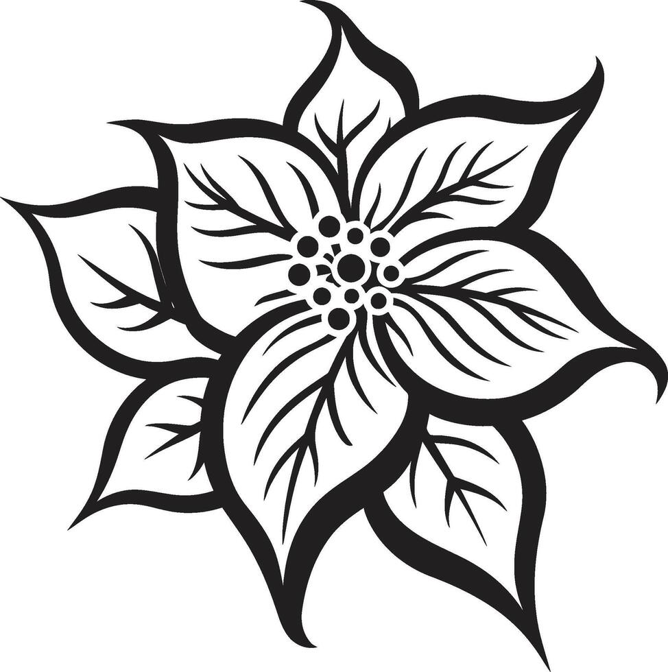 Artistic Bloom Detail Stylish Iconic Mark Sleek Flower Graphic Black Logo vector