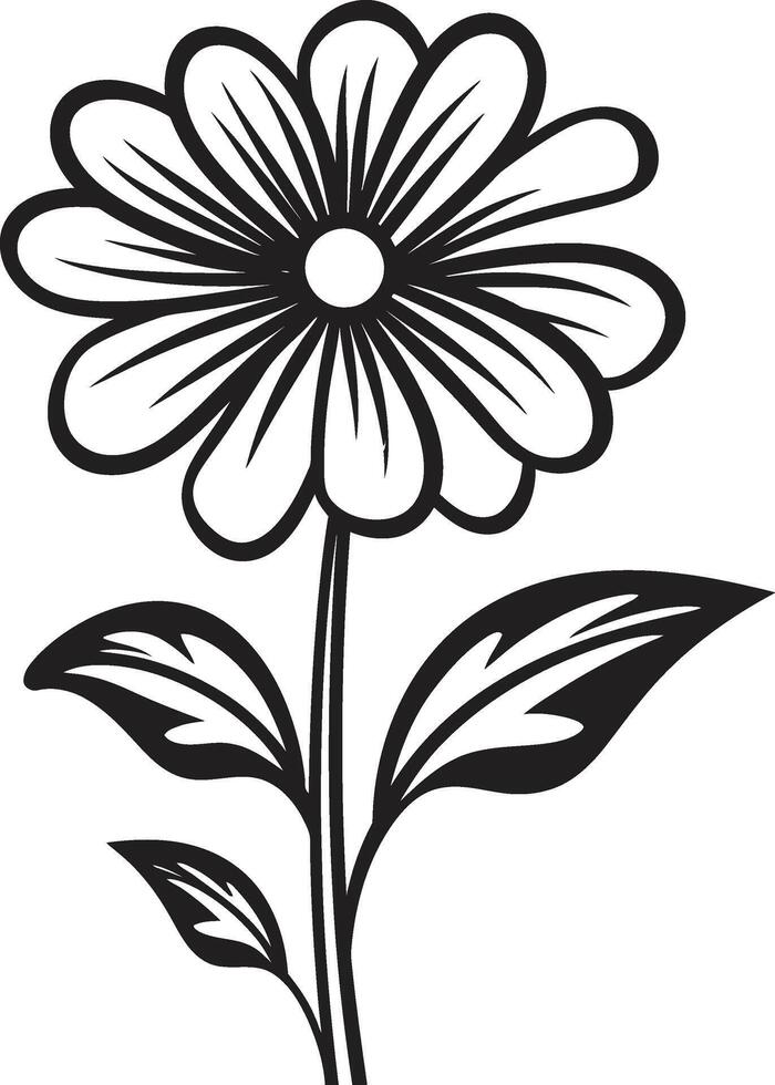 Freehand Petal Design Monochrome Symbol Sketch Style Blossom Icon Black Design Logo vector