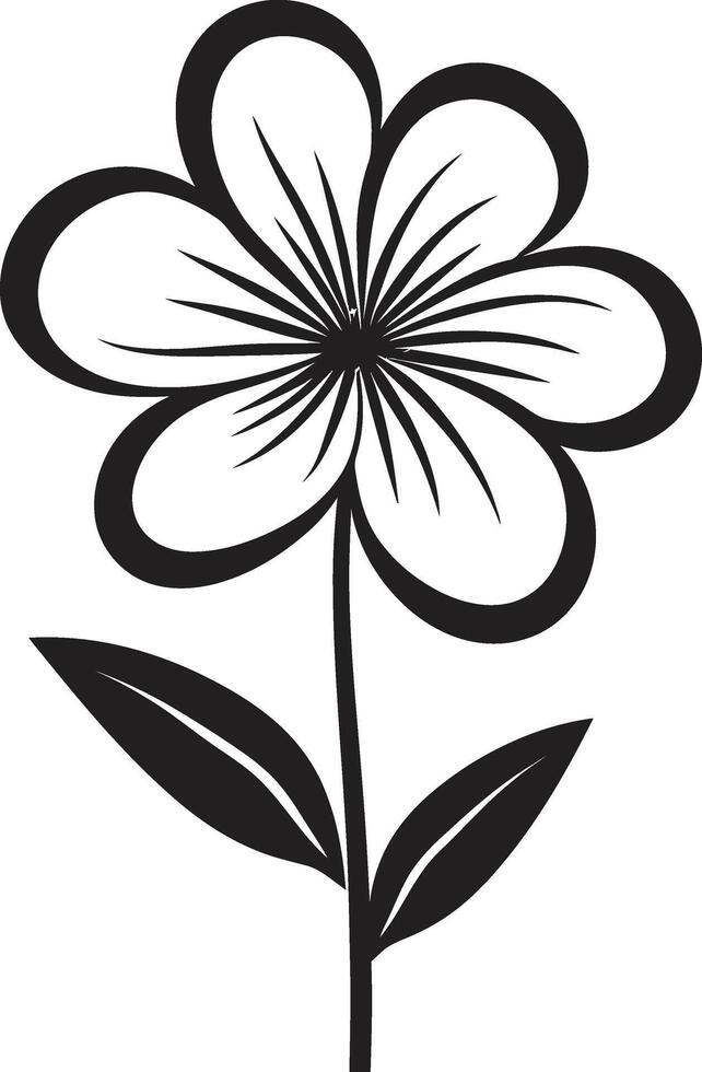 Expressive Hand Drawn Gesture Monochrome Emblematic Icon Simple Sketchy Floral Black Vectorized Emblem vector