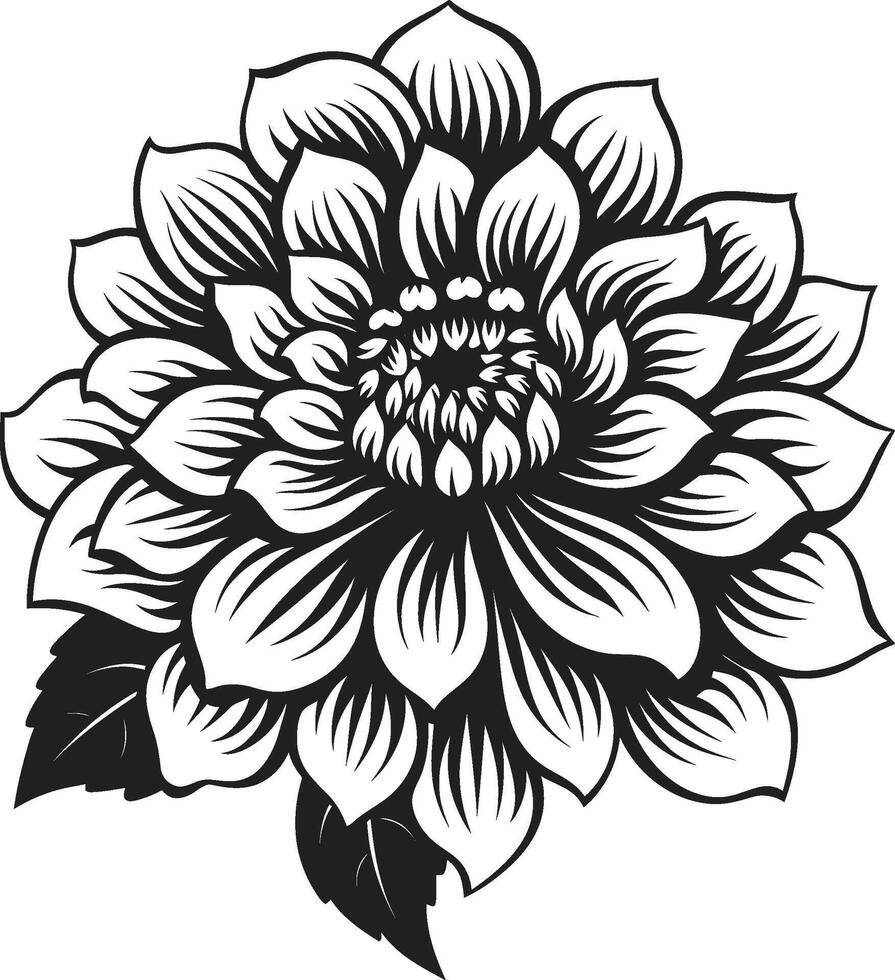 Ethereal Bloom Monochrome Logo Sleek Petal Icon Iconic Emblem vector
