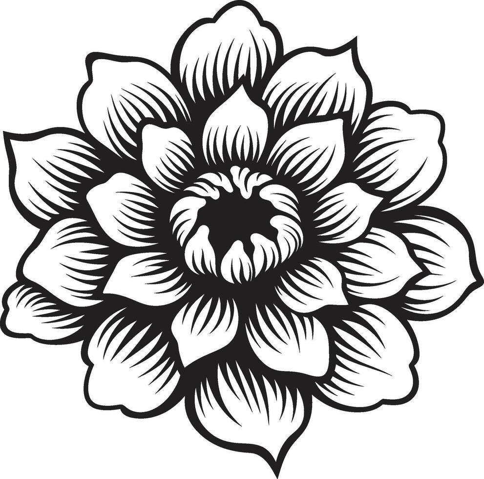 Minimalistic Floral Essence Monochrome Logo Elegant Petal Iconic Grace vector