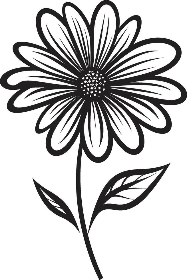 Scribbled Floral Essence Monochrome Design Symbol Artisanal Blossom Doodle Black Logo vector