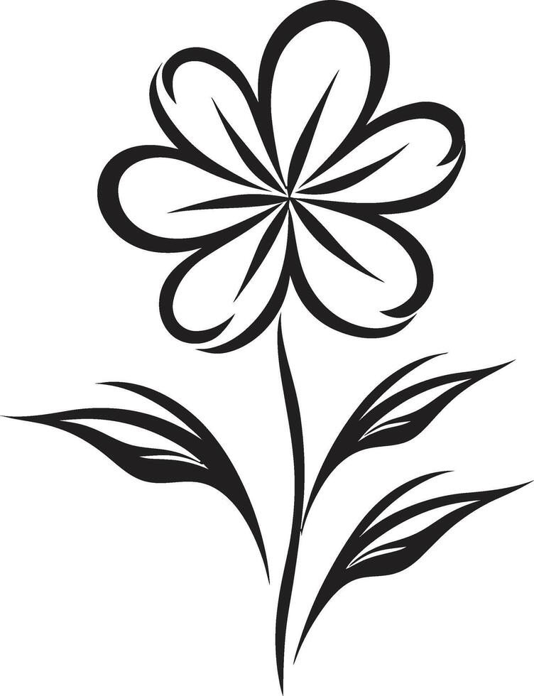 Whimsical Floral Design Hand Drawn Emblematic Icon Artisanal Bloom Sketch Black Hand Drawn Logo vector