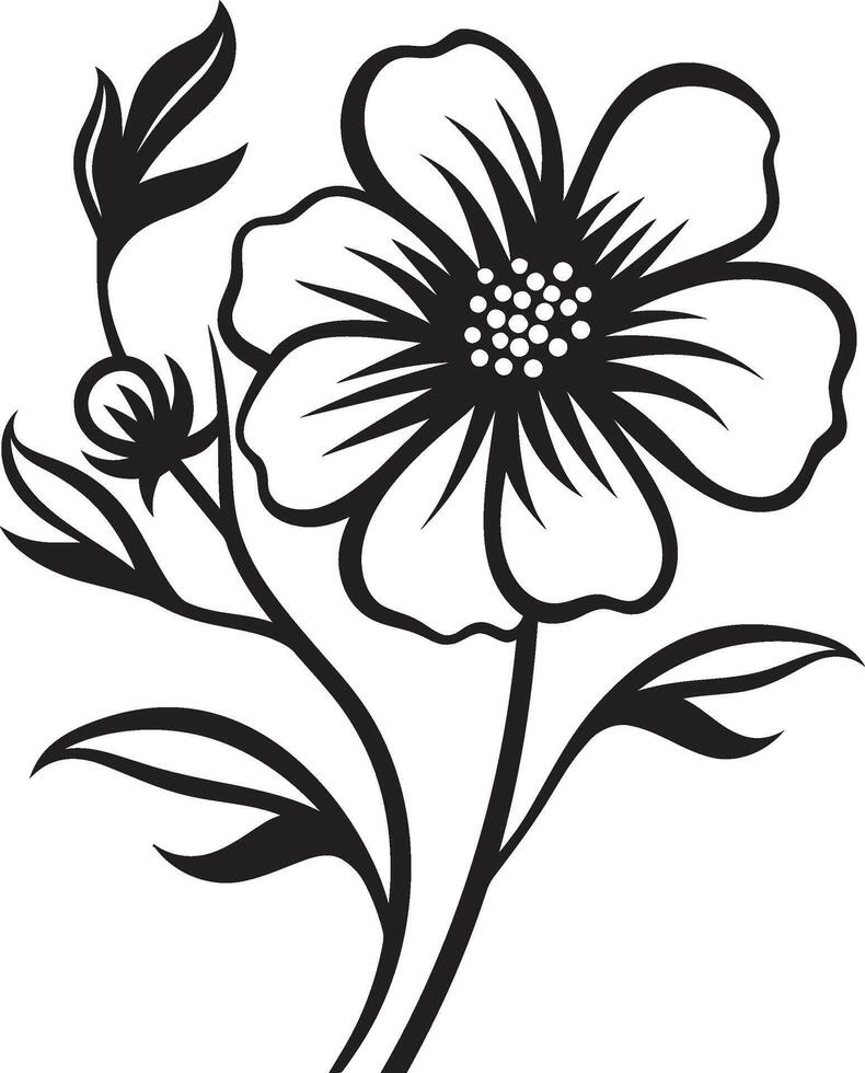 Playful Petal Outline Black Design Expressive Floral Design Hand Drawn Symbolic Icon vector