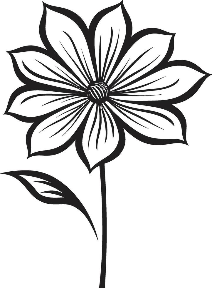 Expressive Floral Design Hand Drawn Symbolic Icon Freehand Sketch Flower Black Monochrome Symbol vector