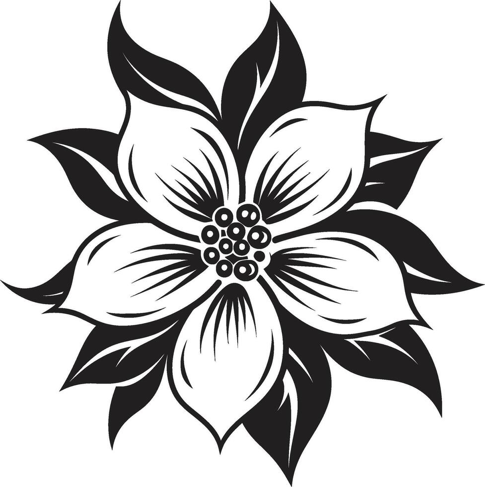 Chic Single Petal Design Black Emblem Stylish Monochrome Bloom Iconic Grace vector