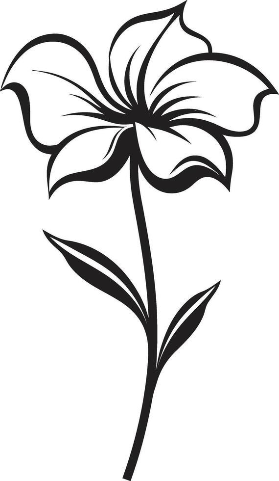 Expressive Flower Sketch Black Design Logo Freehand Bloom Outline Monochrome Symbol vector