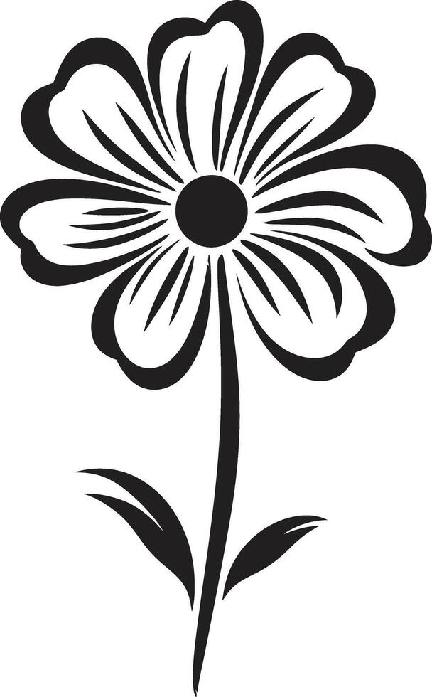 Expressive Doodle Petal Black Design Symbol Sketch Style Floral Emblem Hand Drawn Monochrome Icon vector