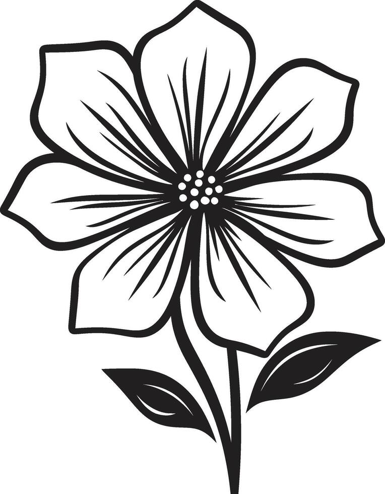 Whimsical Floral Gesture Black Designated Logo Handcrafted Bloom Outline Monochrome Emblem vector