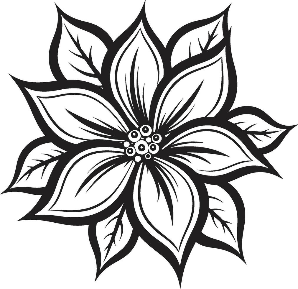 Singular Petal Symbolism Iconic Art Monochrome Floral Chic Emblem vector