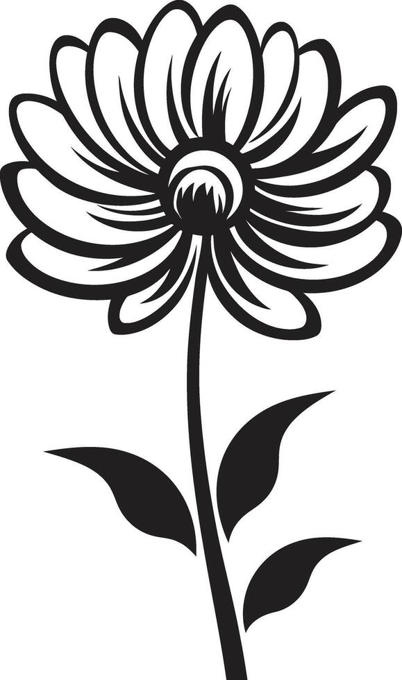 Sketchy Petal Emblem Black Symbol Hand Rendered Bloom Icon Monochrome Emblem Icon vector