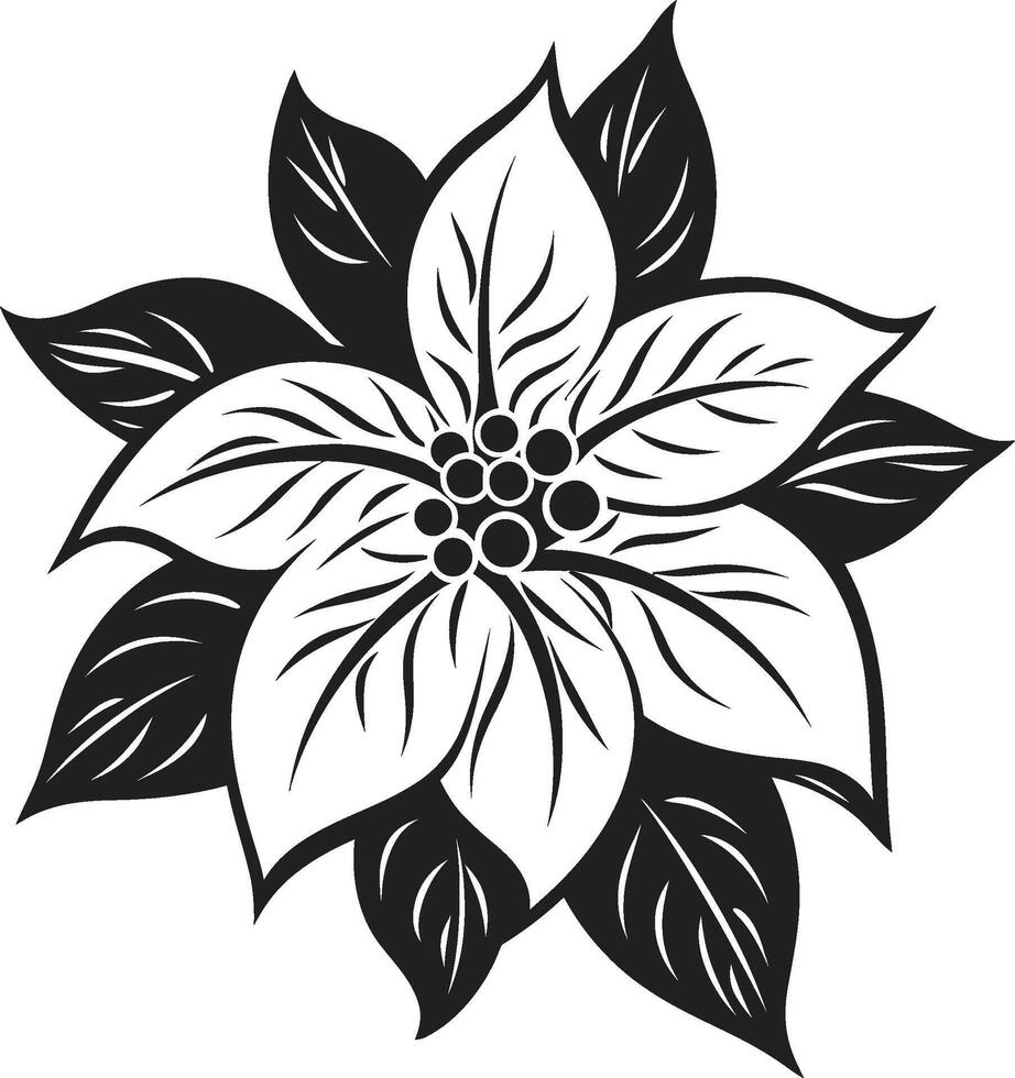 elegante flor símbolo negro icono detalle elegante botánico impresión monocromo emblema detalle vector