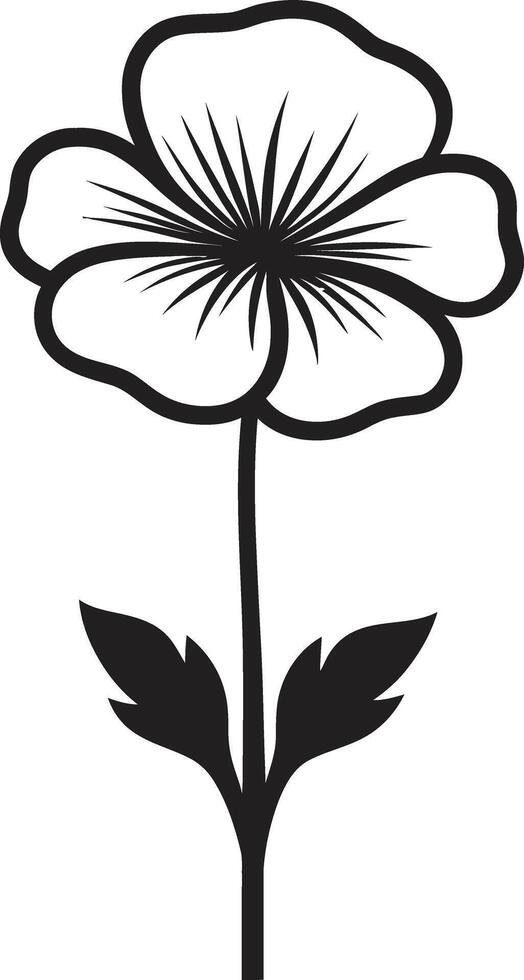 Expressive Doodle Bloom Black Logo Freehand Floral Gesture Monochrome Design Symbol vector
