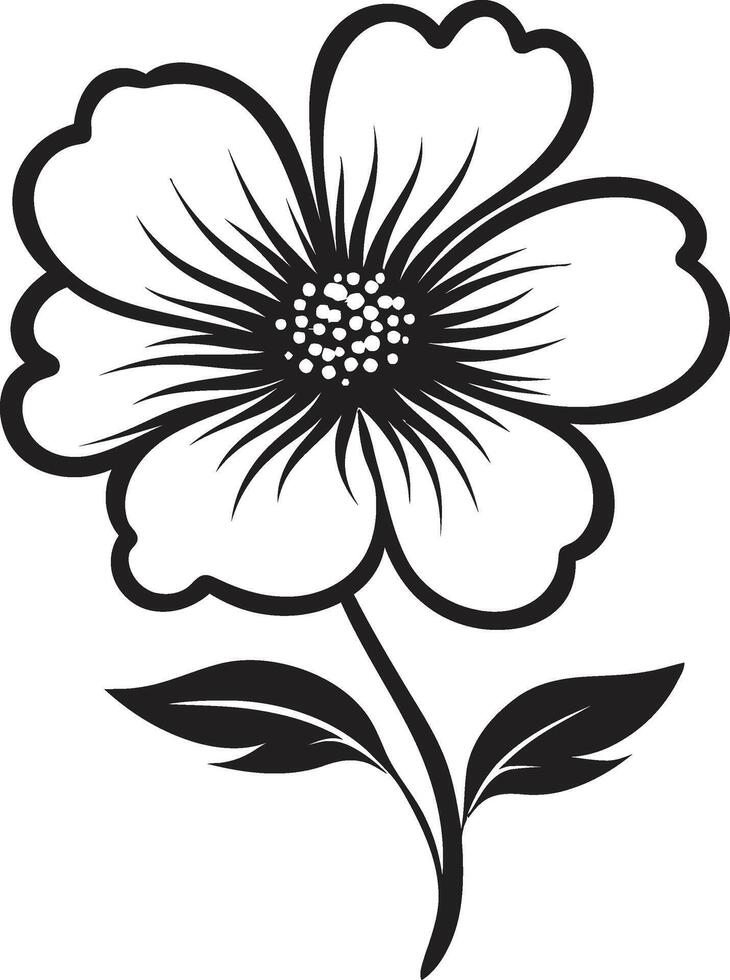 Handcrafted Petal Sketch Black Design Emblem Whimsical Bloom Doodle Monochrome Vectorized Frame vector