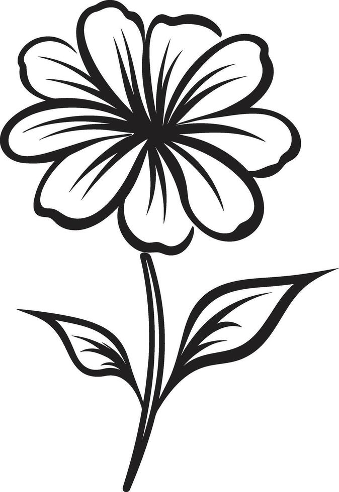 Freehand Blossom Design Monochrome Sketch Emblem Whimsical Petal Doodle Black Designated Icon vector