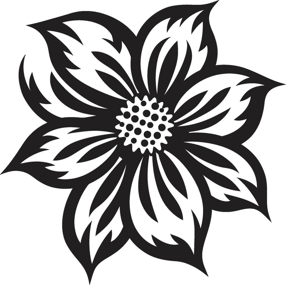 Botanical Essence Iconic Emblem Graceful Flower Signature Black Icon vector
