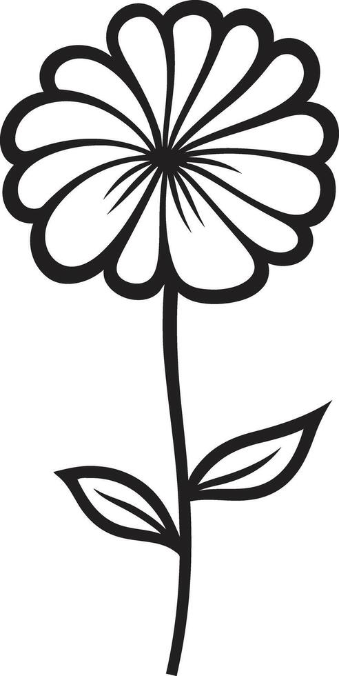 Scribbled Flower Sketch Monochrome Icon Expressive Hand Drawn Petal Black Designated Emblem vector