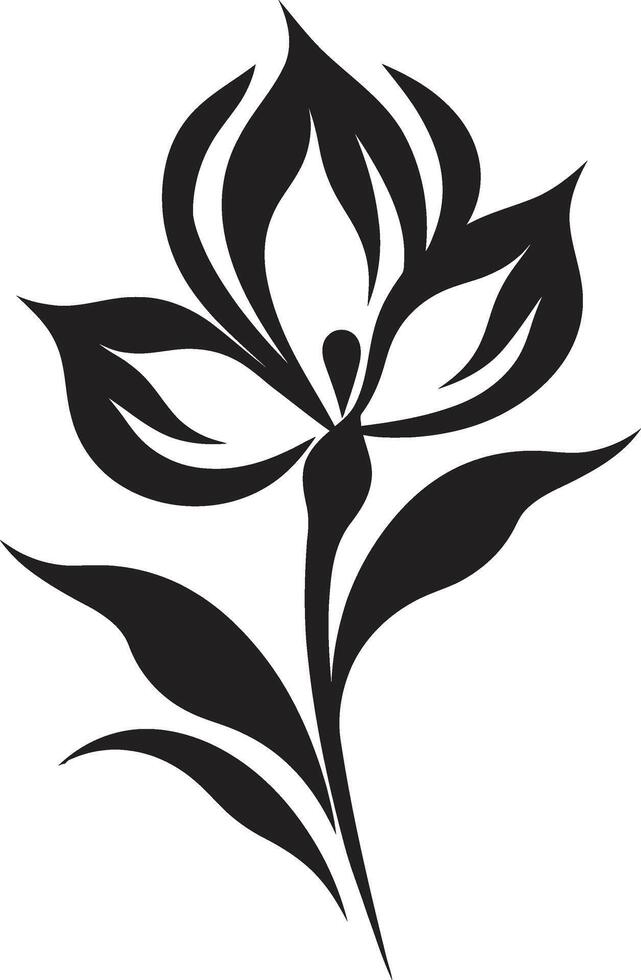 Minimalistic Petal Icon Emblematic Detail Elegant Blossom Monochrome Symbol vector