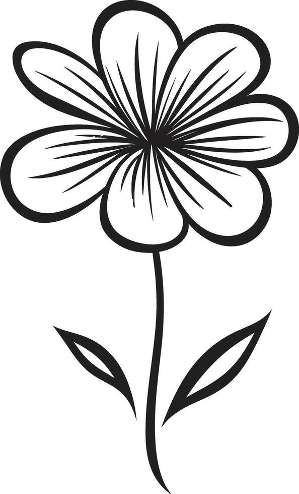 casual florecer bosquejo monocromo emblemático icono hecho a mano bosquejo flor negro emblema vector