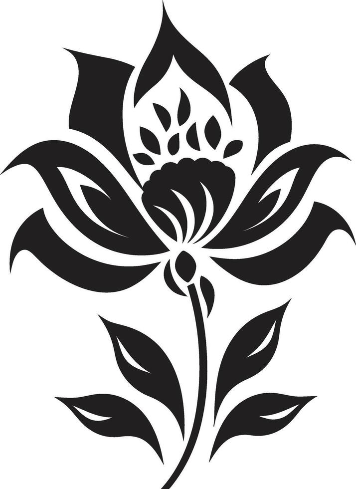 Sophisticated Bloom Mark Black Icon Detail Minimalistic Petal Emblematic Mark vector