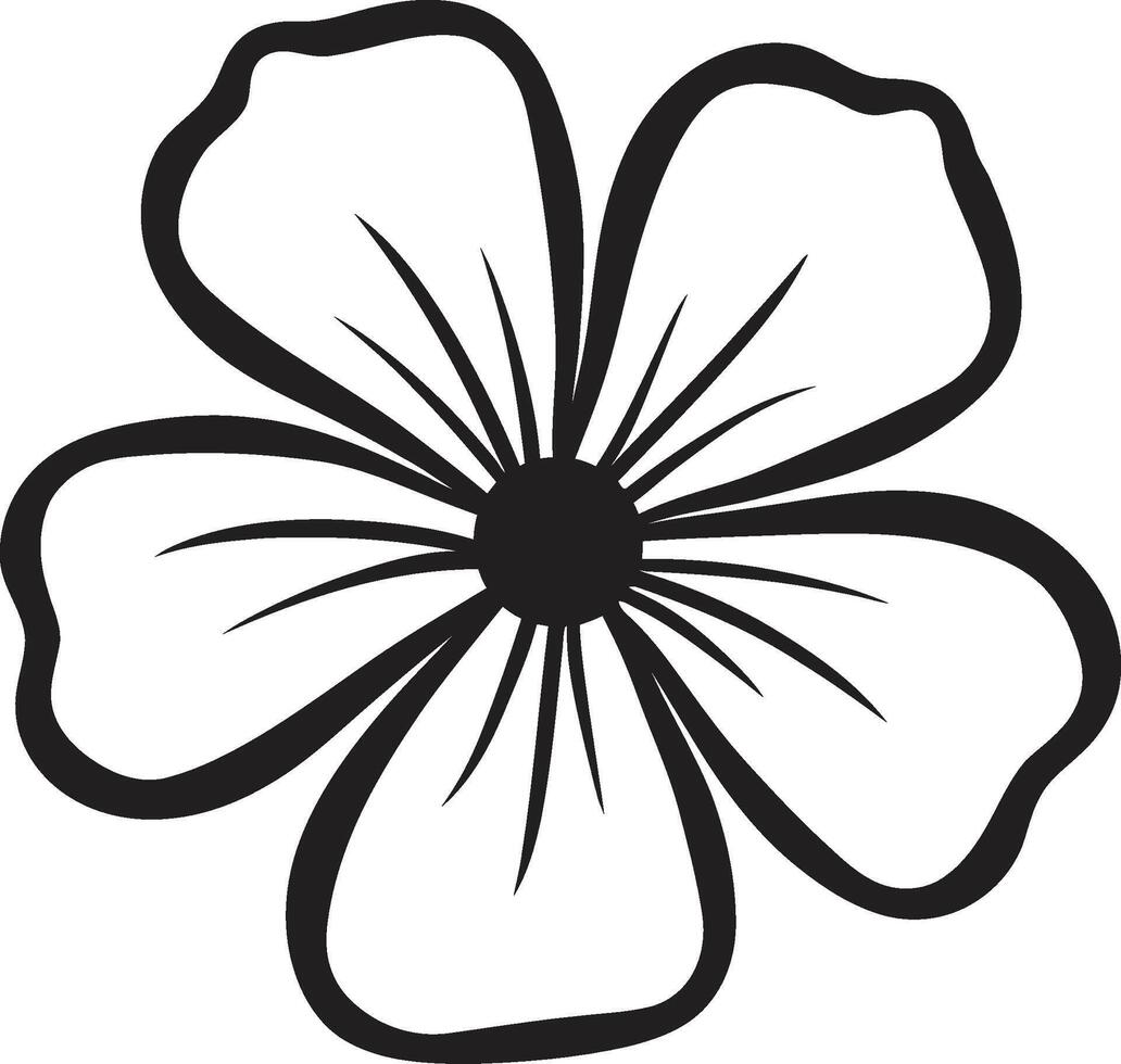 Expressive Hand Drawn Blossom Black Designated Icon Freehand Sketchy Floral Monochrome Design Logo vector