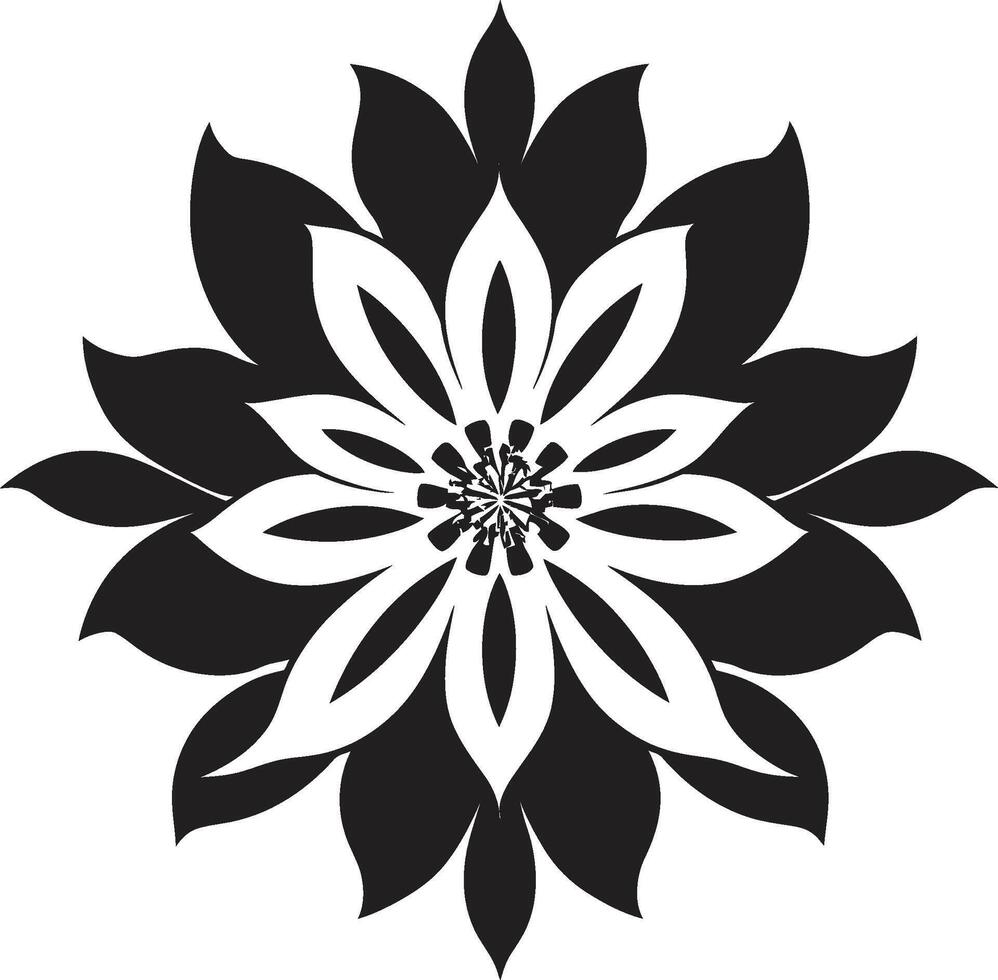 Singular Petal Emblem Emblematic Icon Mark Artistic Floral Emblem Monochrome Detail vector