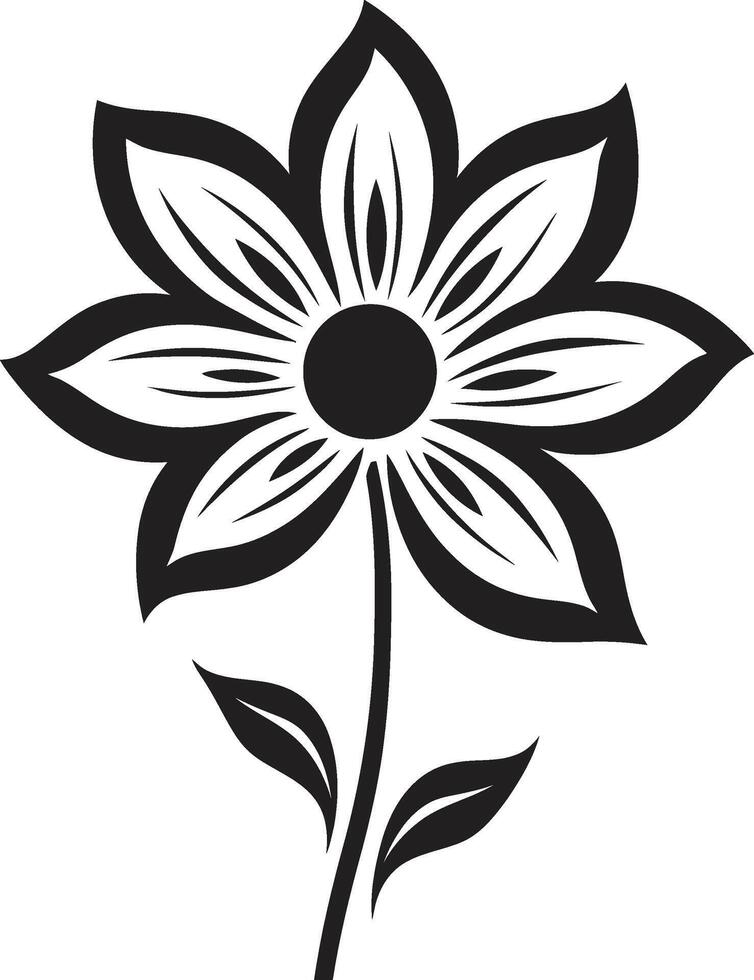 Monochrome Bloom Detail Iconic Emblem Mark Stylish Blossom Emblem Black Detail vector