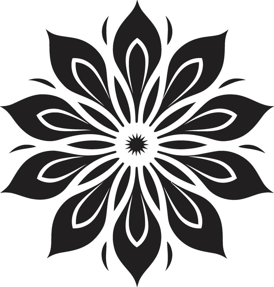 Monochrome Blossom Emblem Styling Stylish Botanical Emblem Iconic Mark Detail vector