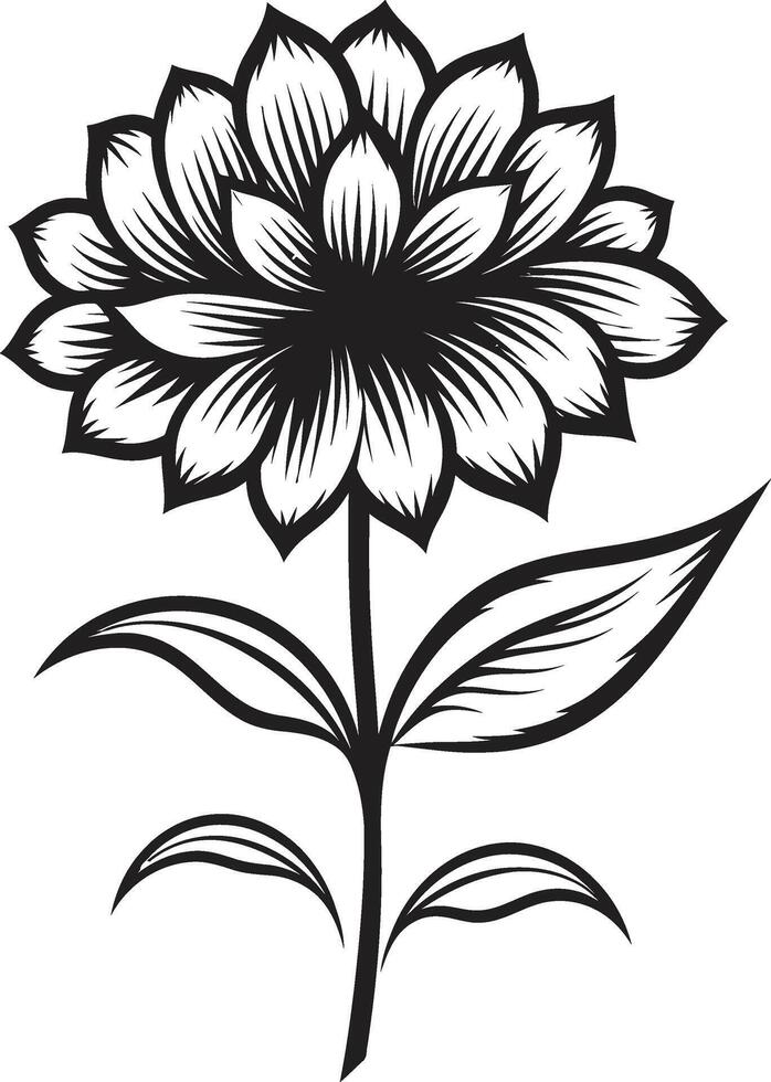 Scribbled Petal Icon Monochrome Logo Expressive Doodle Blossom Black Emblematic Sketch vector