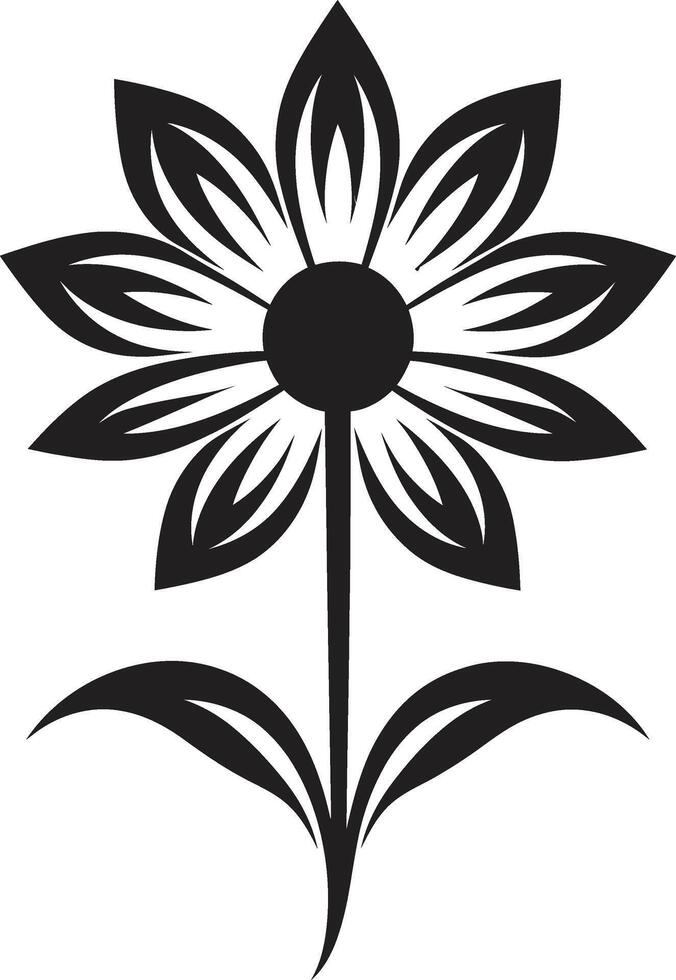 Stylish Petal Emblem Iconic Detail Monochrome Blossom Charm Emblematic Styling vector