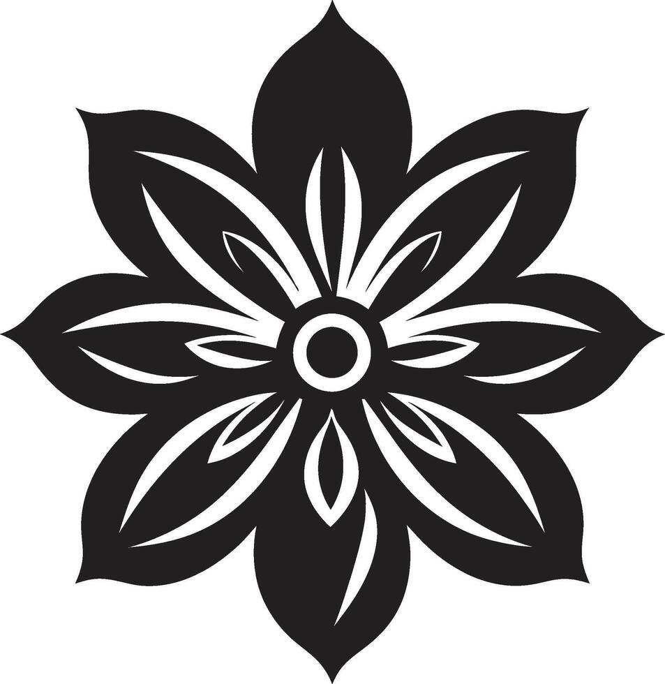 Monochrome Blossom Iconic Logo Detail Singular Petal Silhouette Stylish Emblem vector