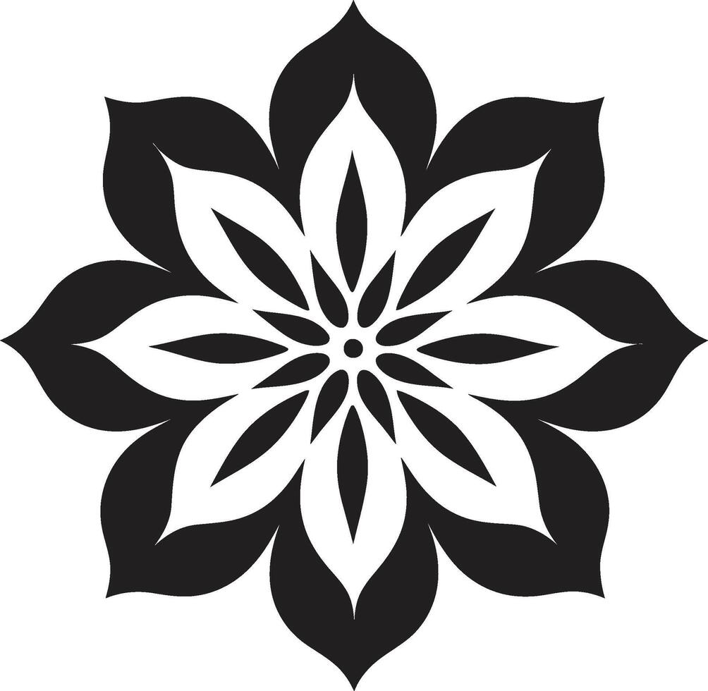 Artistic Bloom Icon Monochrome Emblem Ethereal Blossom Detail Stylish Mark vector