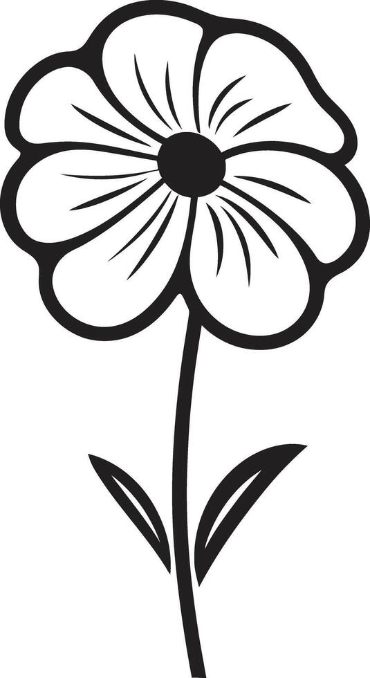 Whimsical Petal Sketch Black Symbol Artisanal Blossom Doodle Hand Drawn Icon vector