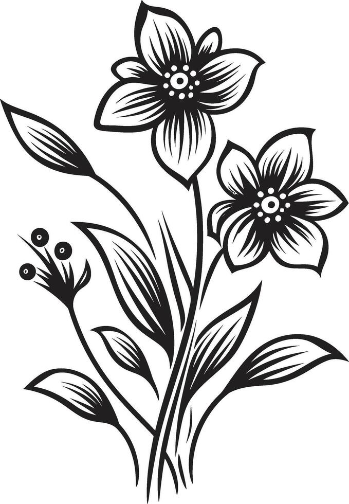 frío besado floración diseño monocromo icono escarchado pétalo bosquejo elegante negro icono vector