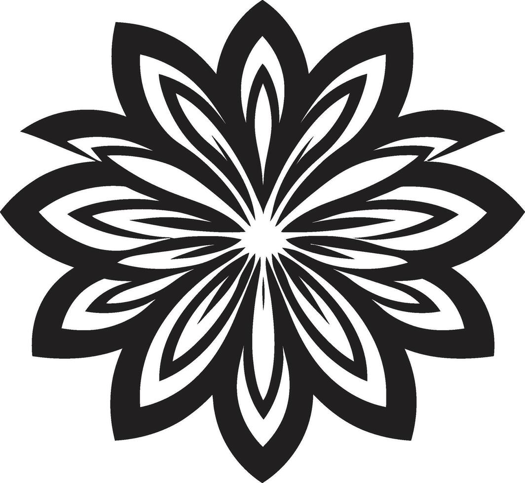 Minimalistic Bloom Symbol Iconic Design Mark Elegant Floral Element Monochrome Emblem Mark vector