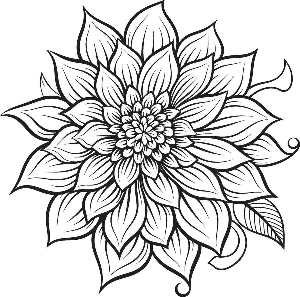 Stylish Botanical Emblem Black Signature Delicate Flower Impression Artistry vector