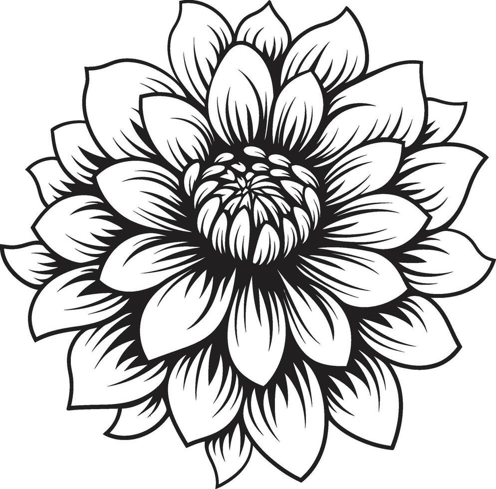 Subtle Petal Icon Monochrome Signature Artistic Bloom Emblem Stylish Iconography vector