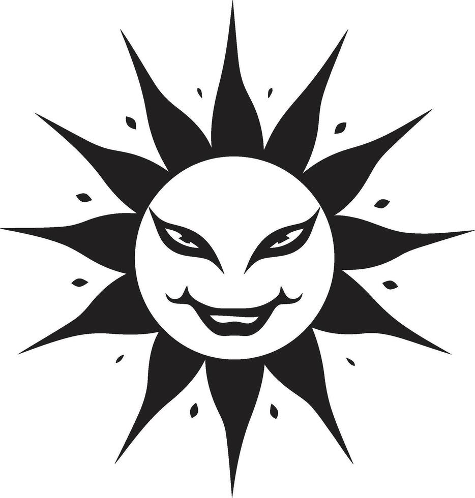 Scorched Fury Black of Angry Sun Fiery Outburst Angry Sun in Black vector