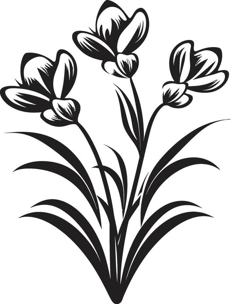 escarchado floral impresión monocromo emblema ártico floración arte icónico marca vector