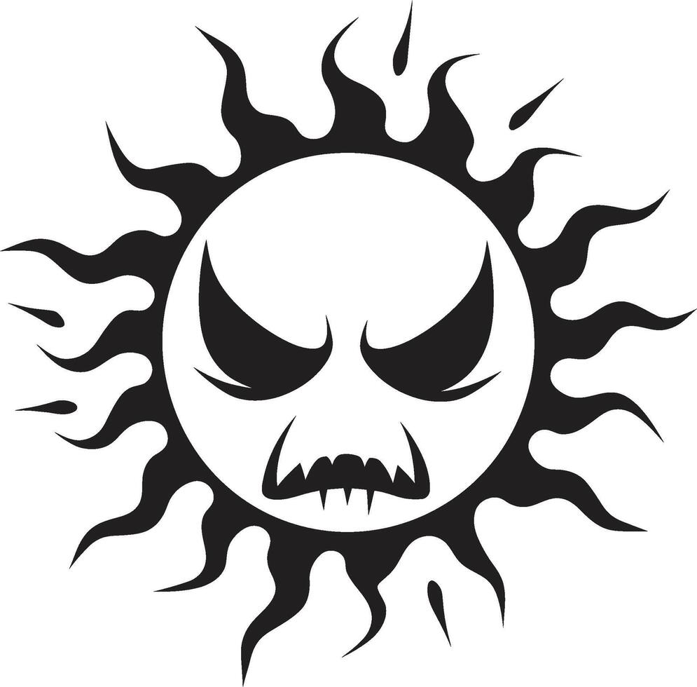 Tempestuous Fury Angry Sun Emblem Raging Inferno Black Suns Rage vector