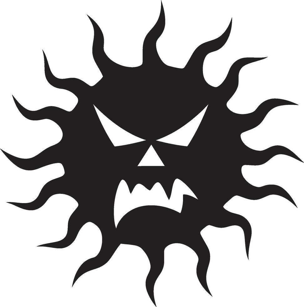 Solar Fury Black ic Sun Tempestuous Blaze Angry Sun vector