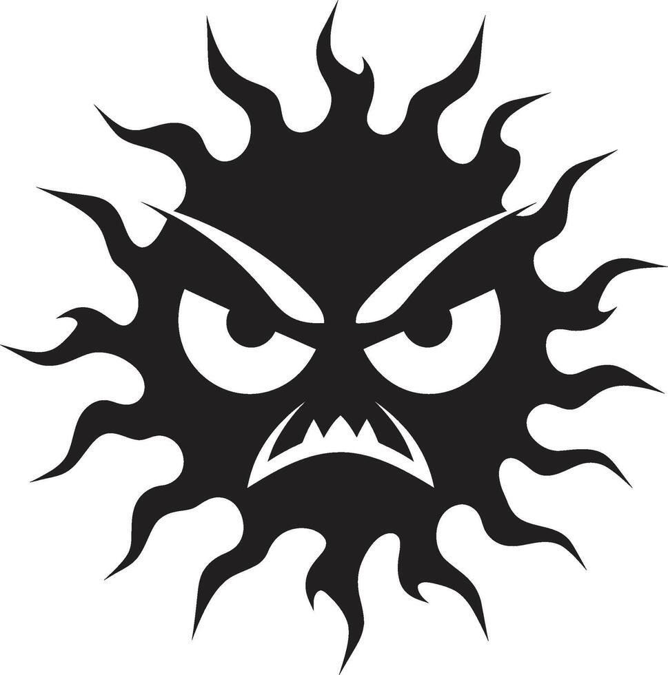 Eclipsed Inferno Angry Sun Solar Fury Black ic Sun vector
