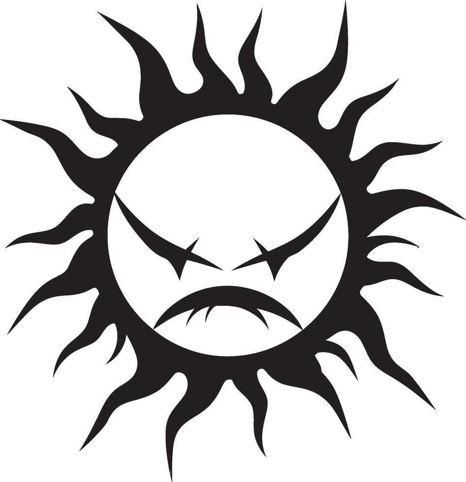 Solar Anger Black ic Sun Tempestuous Outburst Angry Sun vector